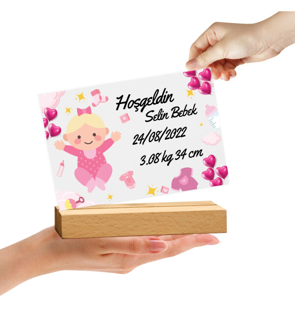 Kişiye Özel Mesajlı Kendin Tasarla Mesajlı Kız Bebek Doğum Günü Hediyesi Doğum Günü Parti Masa Süsü Fotoğraf Çerçevesi