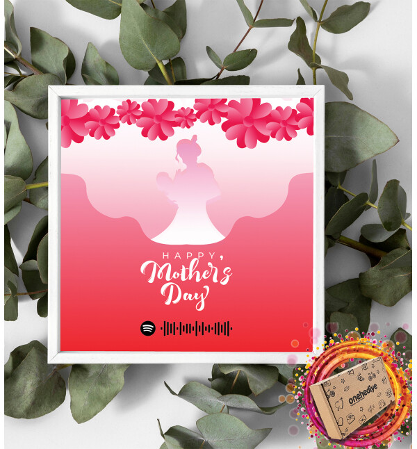 Kişiye Özel Mesajlı ve Spotify Kodlu Tasarım Beyaz Kare Fotoğraf Anı Çerçevesi