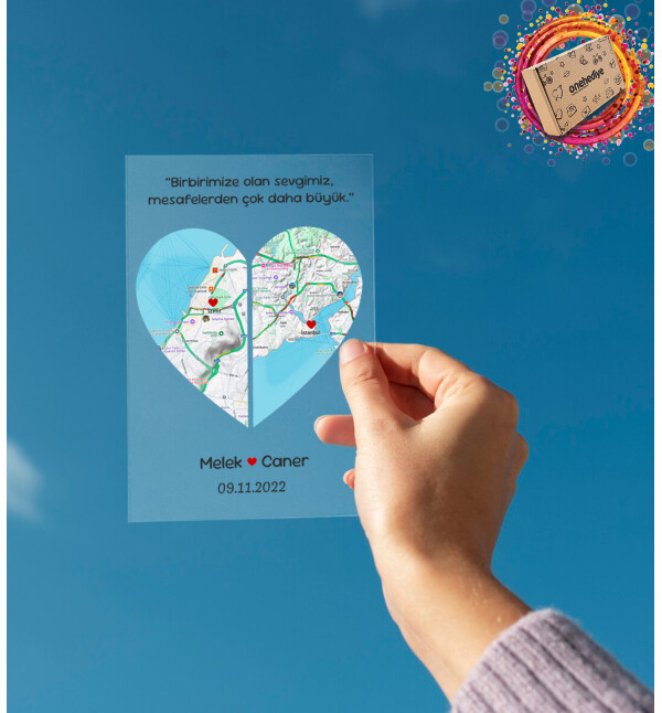 Kişiye Özel Tasarlanmış Mesajlı 2 Farklı Şehir Tasarım Masaüstü Plak Fotoğraf Çerçevesi