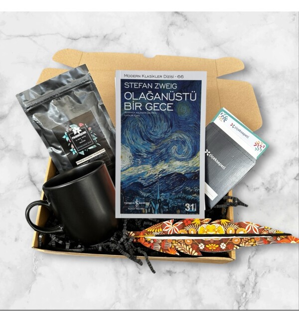 Kitap Seçmeli Filtre Kahve Siyah Kupa Tütsü Hediye Seti