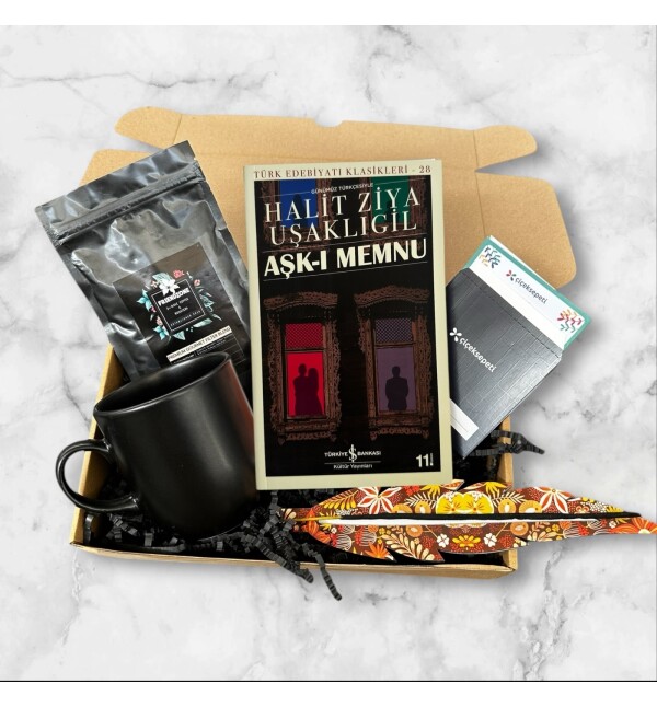 Kitap Seçmeli Filtre Kahve Siyah Kupa Tütsü Hediye Seti
