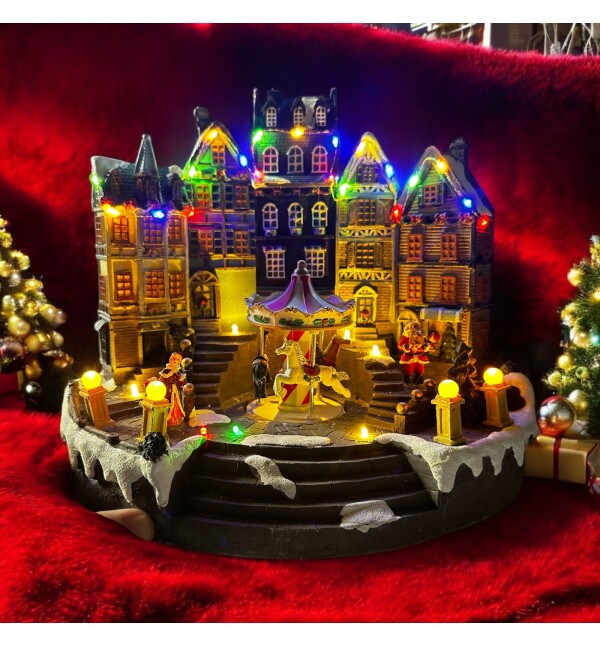 Premium Mega Boy Kar Küresi Mahalle Amsterdam Evleri Atlı Karınca