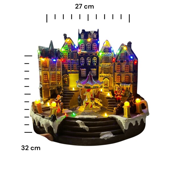 Premium Mega Boy Kar Küresi Mahalle Amsterdam Evleri Atlı Karınca