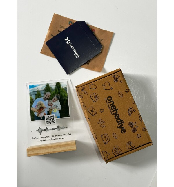 Yapay Zeka Şarkınızı Üretsin Barkodlu Fotoğraflı Masaüstü Plak Fotoğraf Çerçevesi 17x11cm