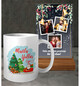 Kişiye Özel İsimli Yılbaşı Noel Baba Tasarımlı Beyaz Kupa ve 3 Fotoğraflı ve Mesajlı Tasarımlı Masaüstü Plak oh1230